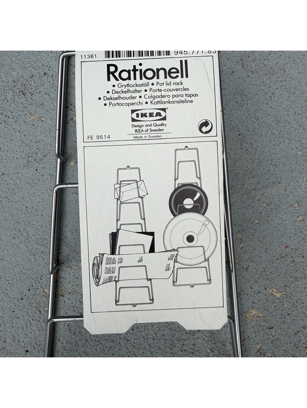 IKEA Rationell Metal Pot Lid Rack Vintage Dead Stock Sweden Made 945.771.83